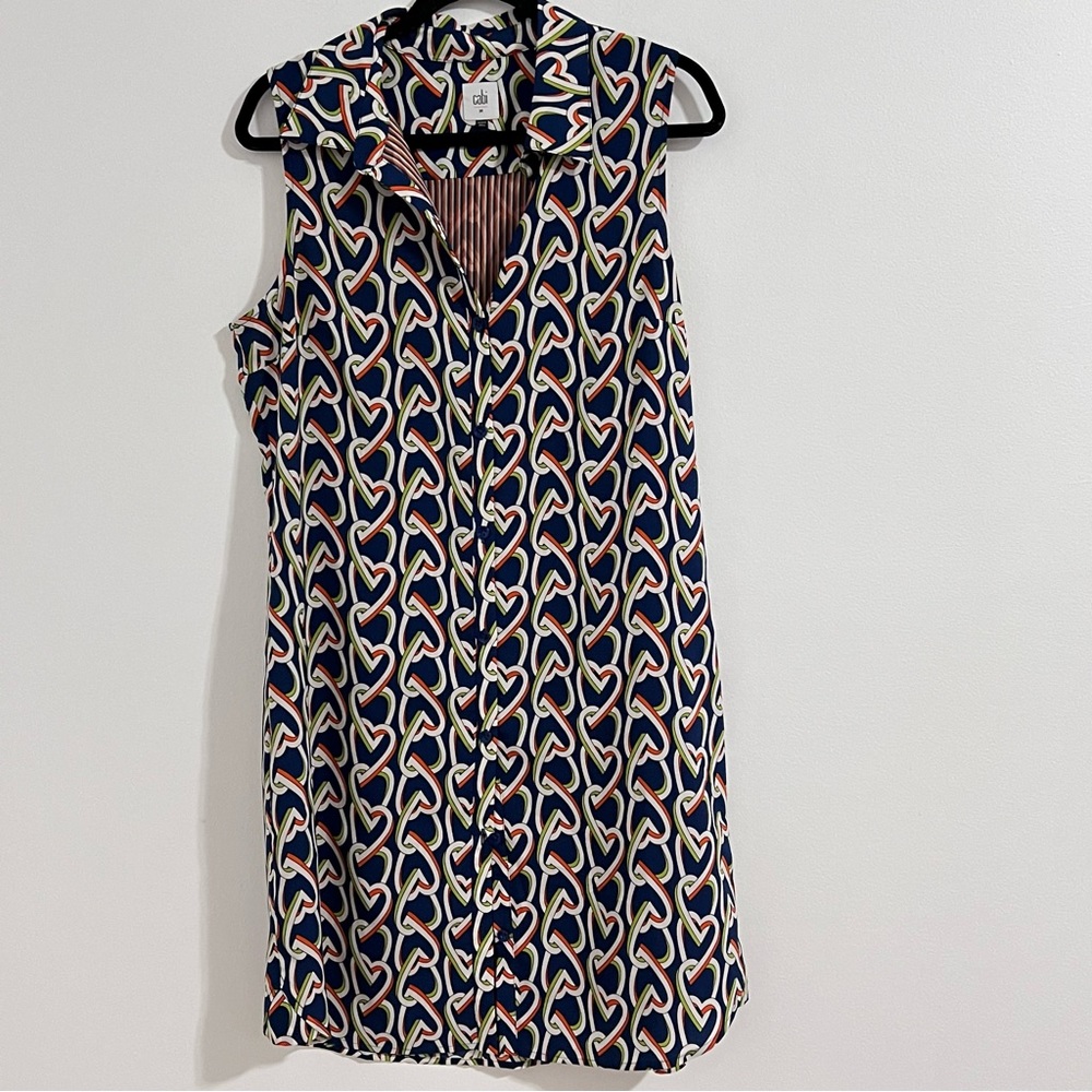Cabi Amour Interlocking Heart Chain Sheath Dress Duster Size M Casual multicolor
